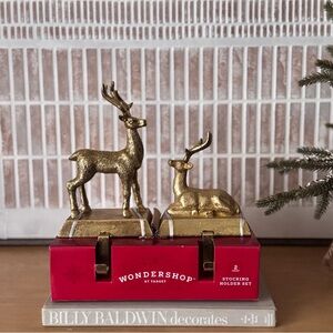 Wondershop Gold Reindeer Stocking Holders Set of 2